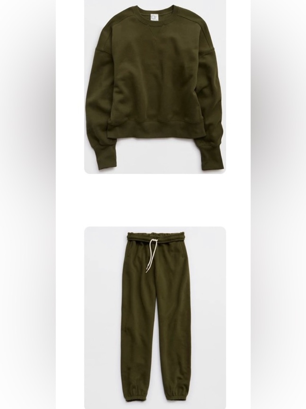 Offline by Aerie Cloud Fleece Classic Jogger SET in Military Green Size Small
